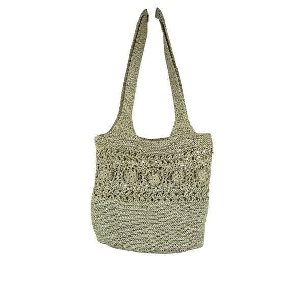 Vintage Y2K Braided Straw Hobo Bag – Floral Design, Cottagecore Western, 22"x13" - Picture 2 of 6